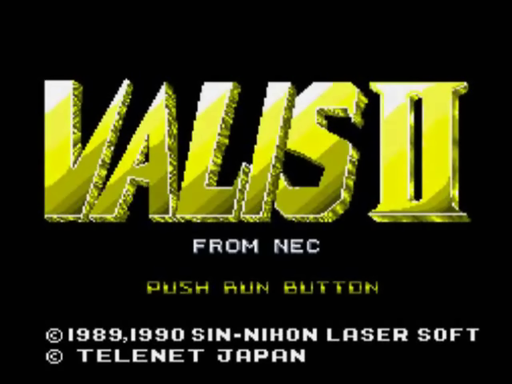 Valis II title screen for TurboGrafx CD